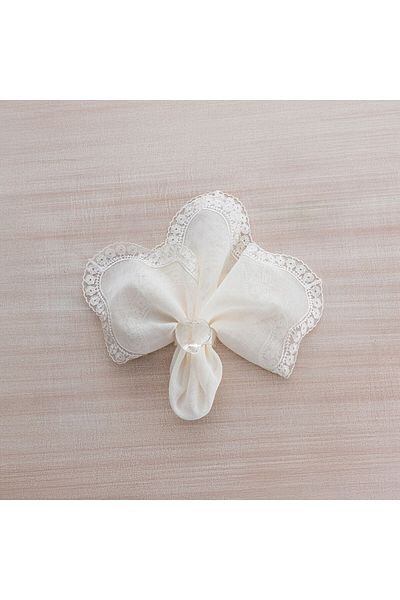 Gül Güler Pack of 4 Lace Daisy Napkins - 45*45 Bones