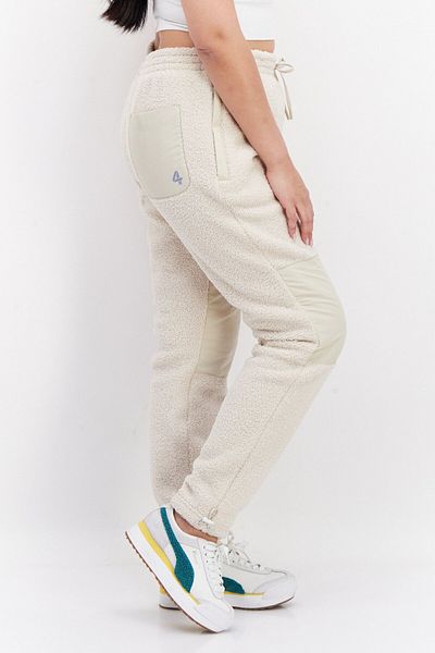 Fourlaps Women Regular Fit Textured Pant, Beige