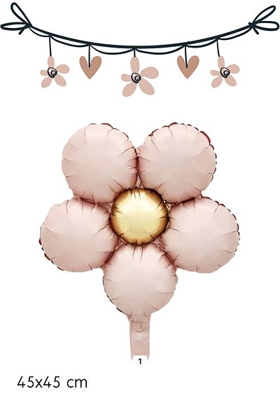 Öz Ambalaj Retro Daisy Foil Balloon - Light Powder Color Birthday Party