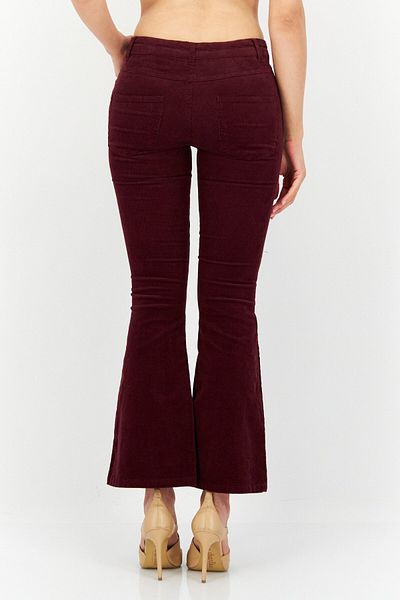 Don't Call Me Jennyfer Women Skinny Fit Plain Corduroy Pants, Maroon