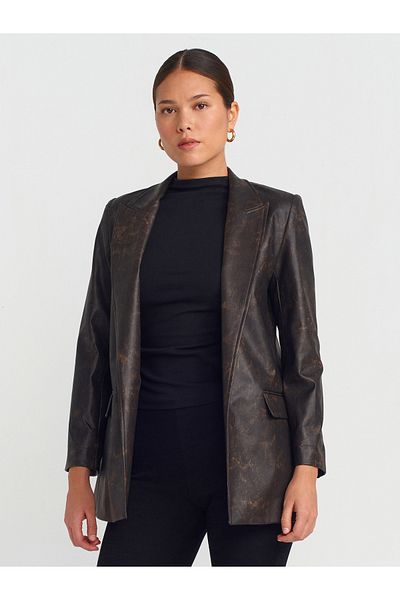 Dilvin 60755 Ανοιχτό Blazer-Καφέ