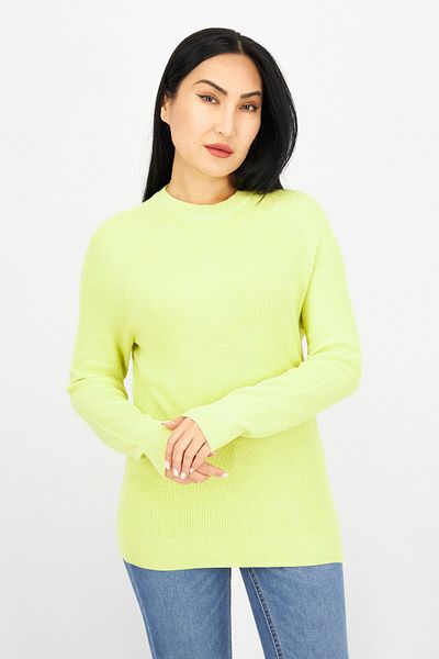 Esprit Women Crew Neck Long Sleeve Textured Sweatshirt, Lime Green