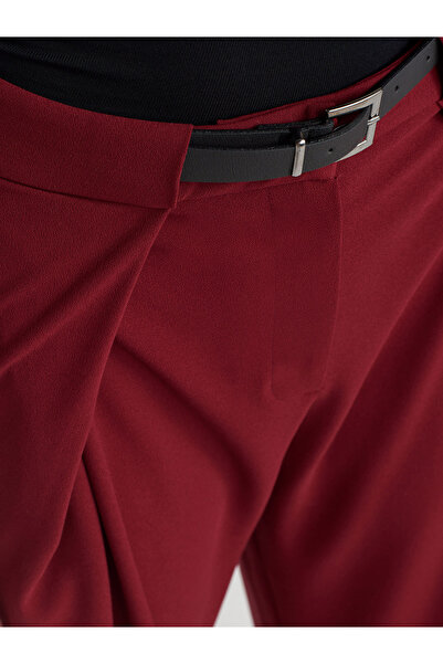 Dilvin 71577 Kemerli Ve Pilili Pantolon-Bordo