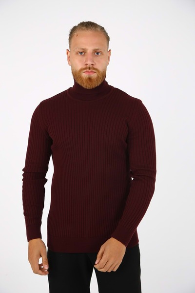 Brango ERKEK BRANGO TAM BALIKÇI BOĞAZLI TRİKO KAZAK Bordo