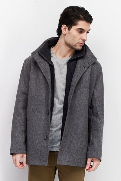 London Fog Men Textured Trench Coat Jacket, Grey Heather