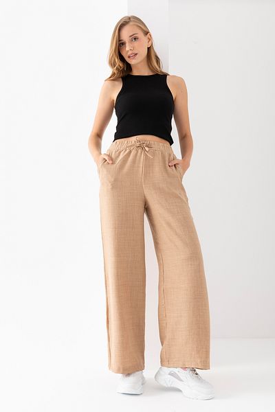 Zomers Beige Sofia Linen Summer Pants - Women's Loose Cut