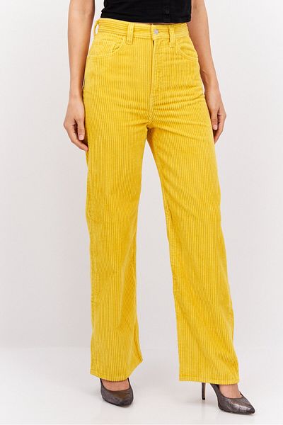 Levi's Women Loose Fit Textured Corduroy Pants, Yellow