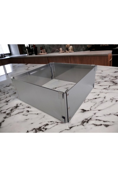 KARADAĞ METAL Adjustable Square Cake Mold H:15 cm - Stainless Steel Scraper Gift