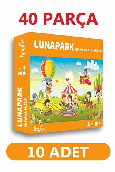 LİPYOS 40 Parça Lunapark Mukavva Mini Puzzle 10 Adet