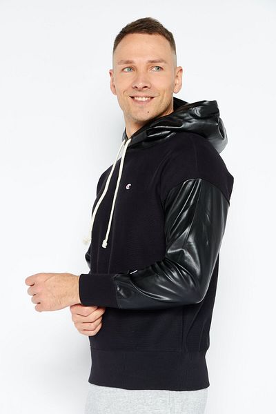 Champion Men Sportswear Fit Long Sleeves Outdoor Hooded Sweatshirt, Black