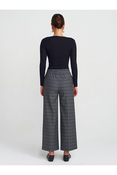 Dilvin 71579 Wide Leg Pants-Gray