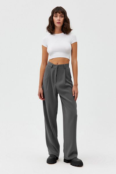 Açelya Okcu High Waist Wed Leg Palazzo Woven Women's Pants