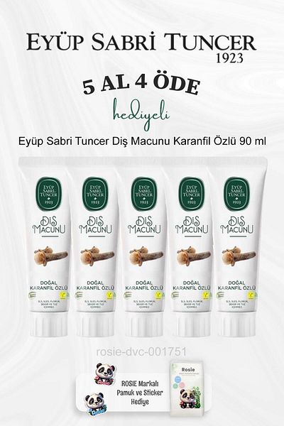 Eyüp Sabri Tuncer 90 ml Clove Extract Rosie Cotton Toothpaste - Buy 5 Get 4