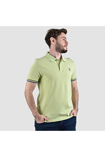 Giordano Men's Performance Slim Fit Lion Embroidery Solid Polo