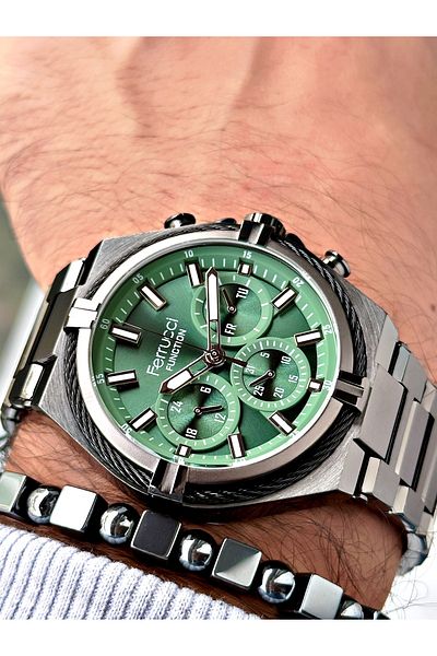 Ferrucci Smoke Color Steel Band Men Wrist Watch + Bracelet