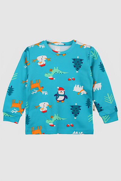 Süpermini Vánoční vzorované unisex dětské pyžamo Set