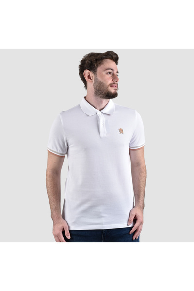 Giordano Men's Performance Slim Fit Lion Embroidery Solid Polo