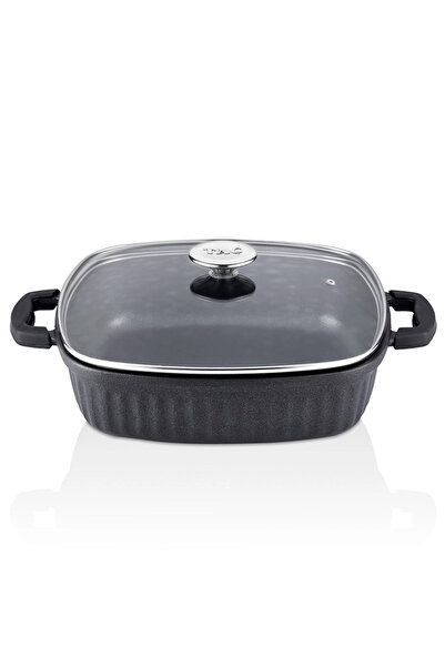 Taç Döküm Valeriya Kare Basık Tencere 28 Cm Siyah