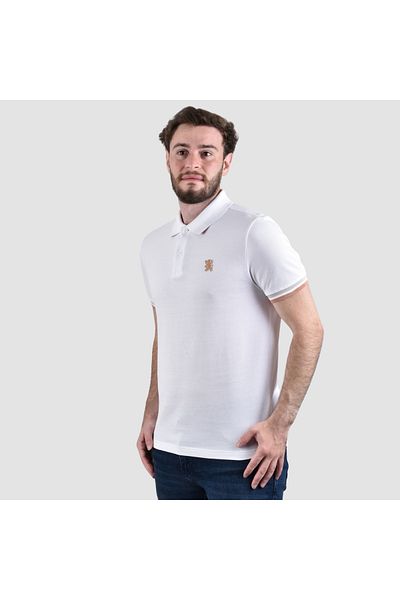Giordano Men's Performance Slim Fit Lion Embroidery Solid Polo