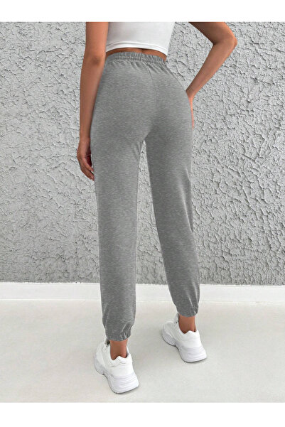 yx yustex sport Γκρι γυναικείο παντελόνι jogger oversize με ψηλή μέση, πλεκτό...