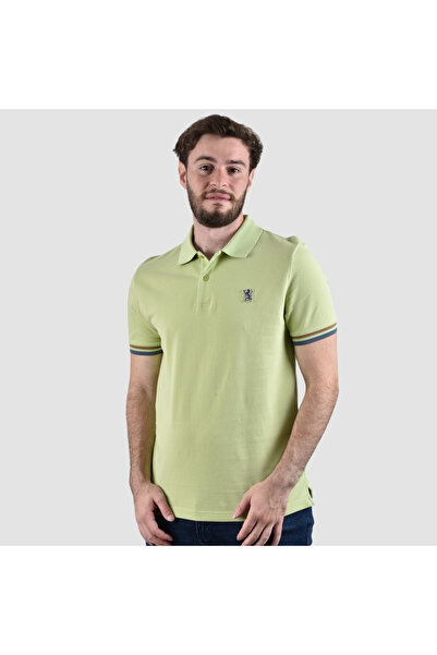 Giordano Men's Performance Slim Fit Lion Embroidery Solid Polo