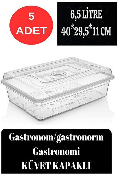 DEEMBRO 5 adet Gastronom/gastronorm Küvet Kapaklı Gastronomi Küveti 6,5 Lt Ekmek Pizza Pide Hamur Teknesi