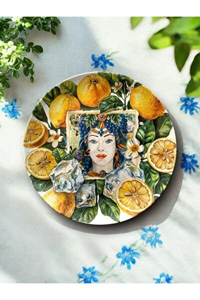 unique florya Διακοσμητικό Πιάτο Τοίχου Λεμόνι 26εκ. Χειροποίητο με έθνικ σχέ...