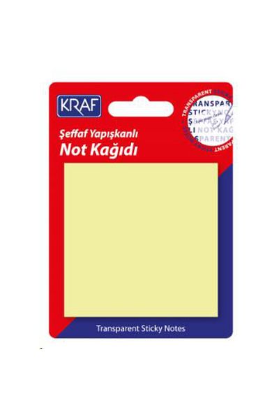 KRAF Sticky Note Paper 76x76 50 Yp. Transparent Yellow 7676tr