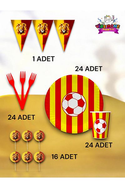 VibeHome Yellow Red Themed Eco Set for 24 - Birthday Party and Fun Events