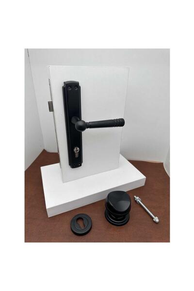 KOLDOOR Osmanlı Mat Siyah Çelik Kapı Kolu Sağ Basar Tek Yön + Tokmak Ve Alt Rozeti (Kilit Hariçtir)