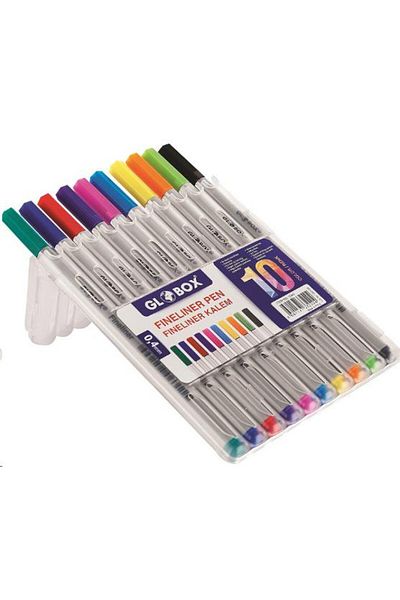 Globox Fineliner Felt Tip Pen 10 Colors PVC Box Glbx3240