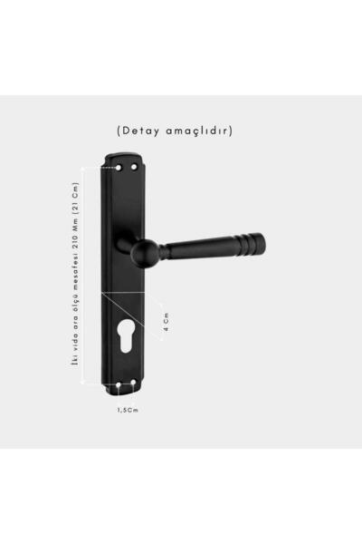 KOLDOOR Osmanlı Mat Siyah Çelik Kapı Kolu Sağ Basar Tek Yön + Tokmak Ve Alt Rozeti (Kilit Hariçtir)