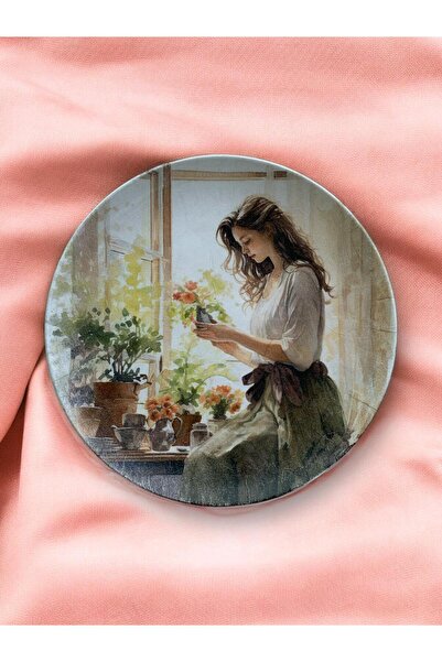 unique florya Duvar Tabağı Dekoratif Duvar Süsü Vintage 26cm ElYapımı Çiçek D...