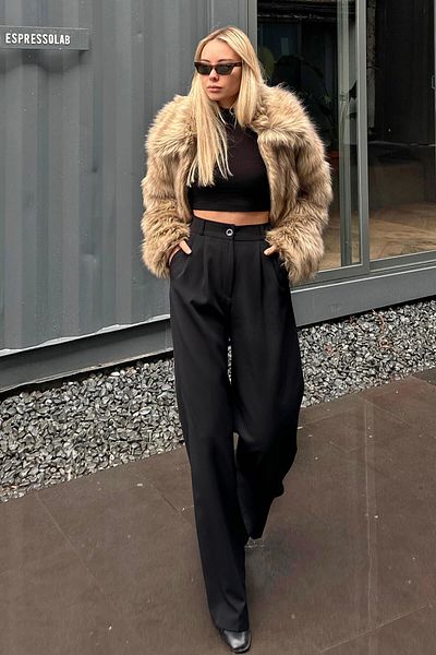 Swist Schwarze Palazzo-Hose mit elastischer Taille und Tasche von Hera für Damen