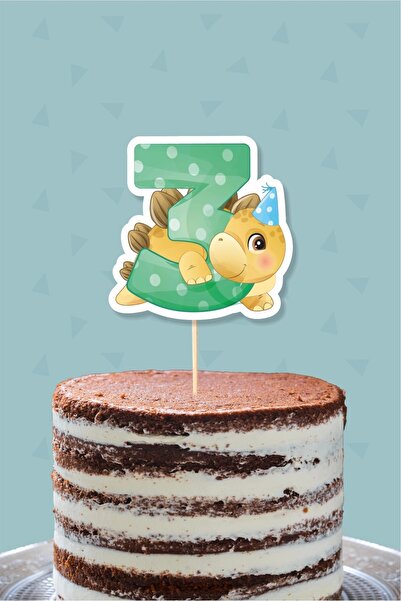 abjad ديكور الكيك على شكل ديناصور للأطفال بعمر 3 سنوات *ورق سميك