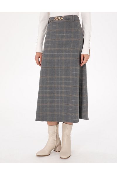 Pierre Cardin Gray A-Line Woven Skirt 50292639 -Vr024