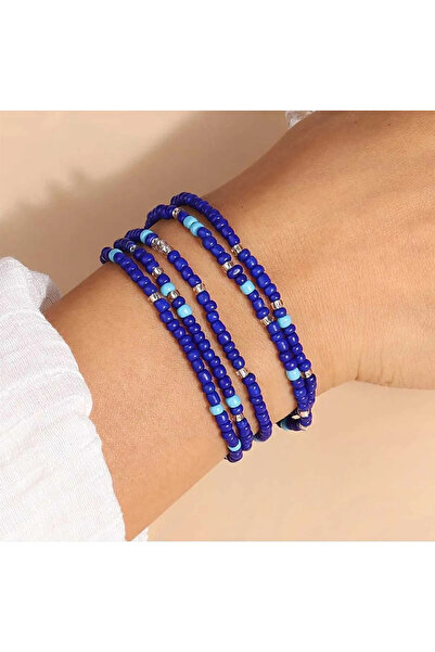DMA AKSESUAR الأزرق الداكن الرمال الخرز سوار / خلخال