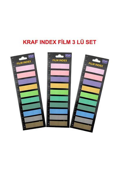 KRAF Index Film (PP) 12x44mm Flat Shaped 10 Colors* 20yp Set of 3
