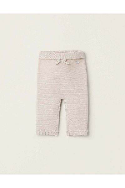 Ziddy KNIT TROUSERS WITH BOW FOR NEWBORN GIRLS BEIGE
