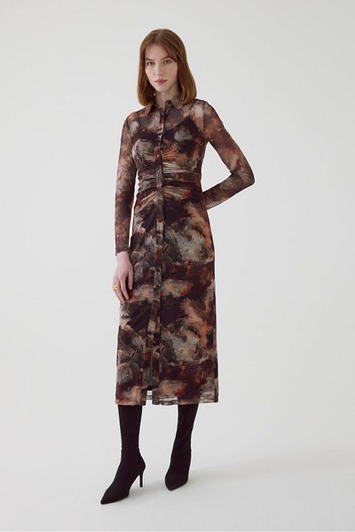 Exquise Rochie midi din tul slim fit - model abstract