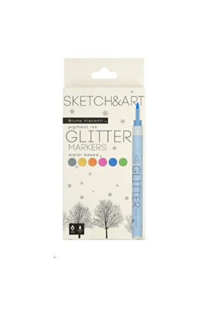 Victoria's Journals Bruno Visconti "sketch & Art" 6'lı Simli Su Bazlı Marker Kalem Bv Sim