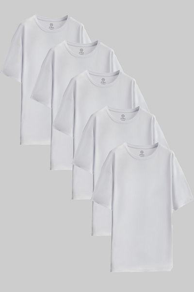 D'S Damat Ds Damat White 5-Piece Oversize 100% Cotton T-Shirt