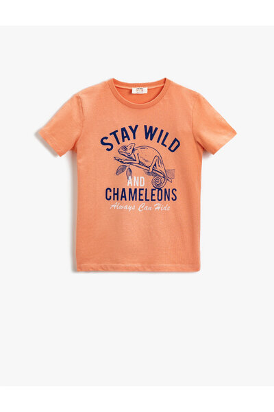 Koton Βαμβακερό κοντομάνικο μπλουζάκι Chameleon Printed