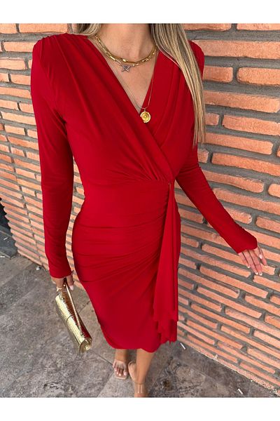 Kir Long Sleeve Draped Lina Dress