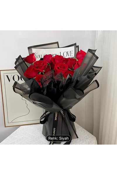 weloveis 10 Sheets Floral Bouquet Paper - Black Edged Frame Material, 55X55Cm