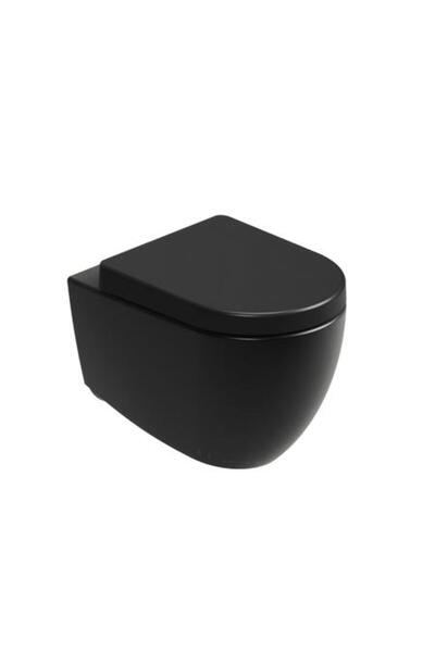 AQUA BAGNO Voca  Asma Klozet 54 cm. , Mat siyah  -Set 2 parça -DP kapak dahil