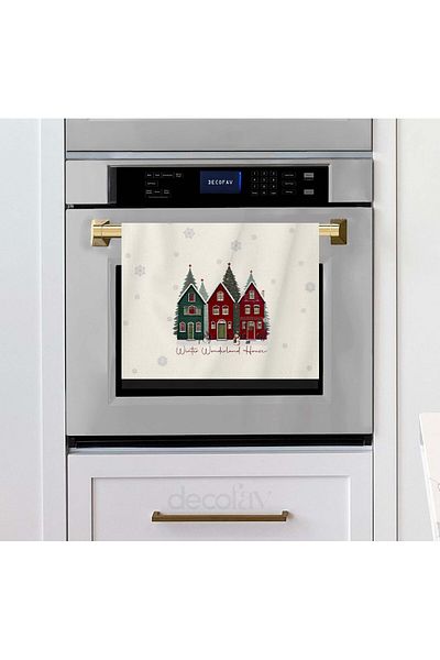 DECO Hand-Drawing Christmas Houses and Snowflakes Pattern Bakery Cover