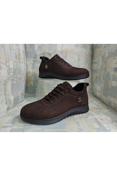 Özkan Ayakkabı KAHVERENGİ NUBUK HAKİKİ DERİ LASTİK BAĞCIKLI KAUÇU TABAN COMFORT KADIN BOT