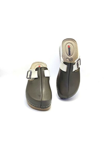 DR KLOMPA Women's Sabo - Khaki Gray Slippers - Comfort Supported Structure Soft Sole Suitable for Daily Use