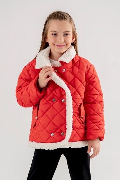 GİYİCEM Girl's Snap Polo Neck Plush Coat 1001